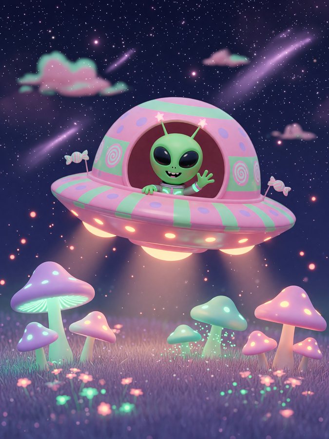 Cosmic Visitor Rush — Friendly Alien Cosmos game art
