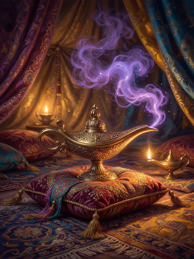 Genie's Golden Lamp — Arabian Genie Fantasy game art